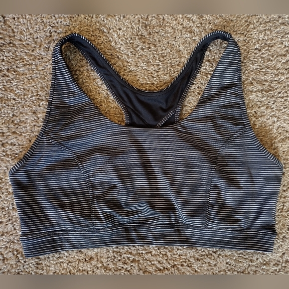 Tek Gear Black and Gray Striped Sports Bra - Picture 1 of 11